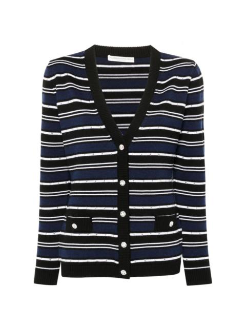 crystal-embellished striped cardigan