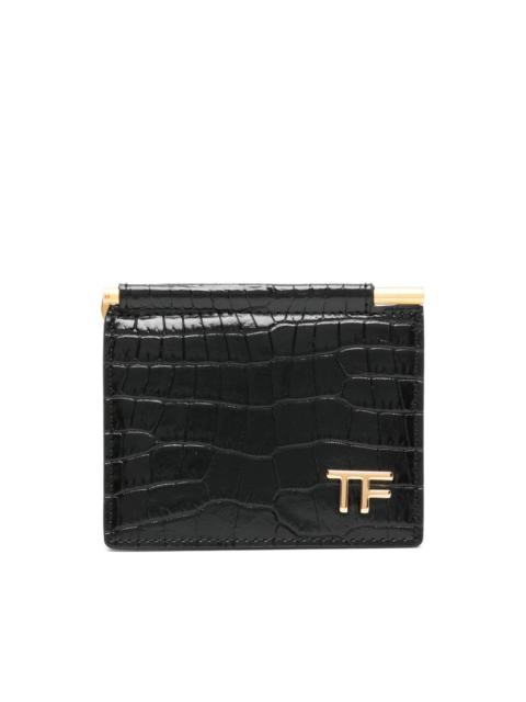 embossed-crocodile money-clip wallet