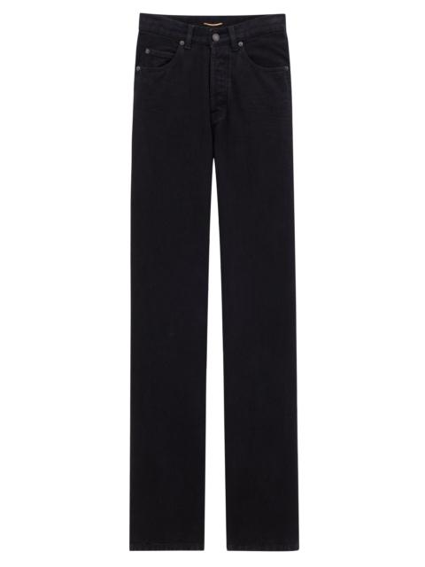 SAINT LAURENT Women's V-Waist Long Baggy Jeans - Midnight Black