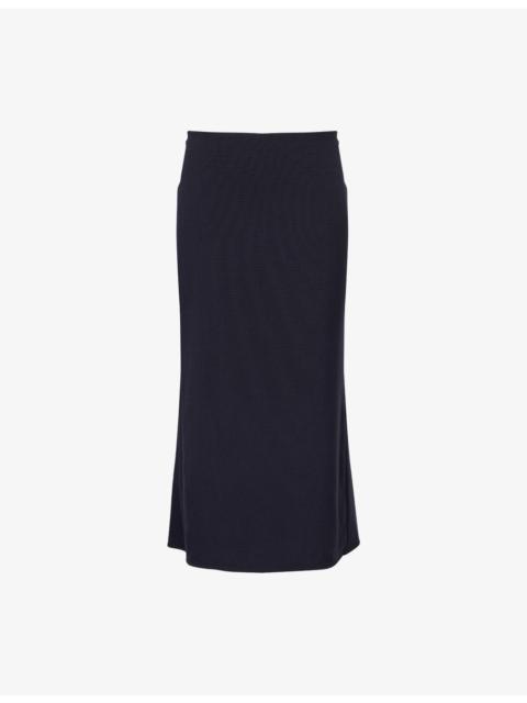 Victoria Beckham Pleated Textured Stretch-Woven Midi Skirt
