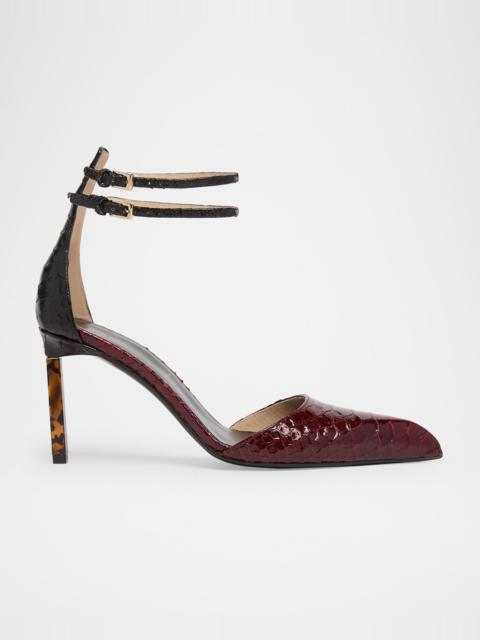 TOM FORD Python Stamped Leather Double Ankle Strap Pumps