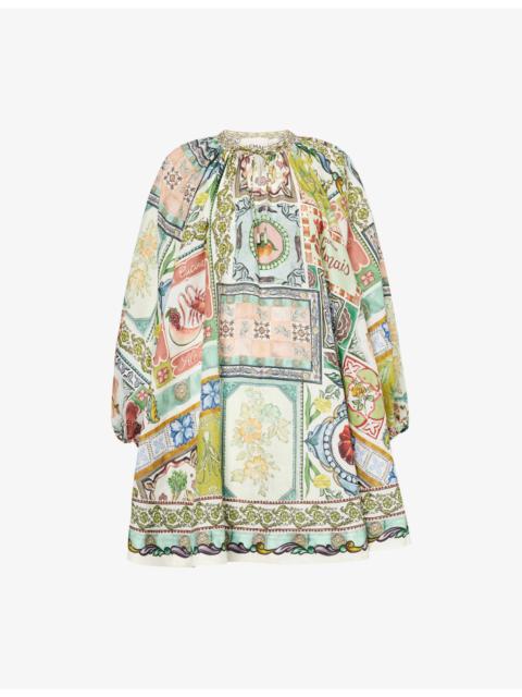 ALÉMAIS Tommasina Floral-Print Ramie Mini Dress