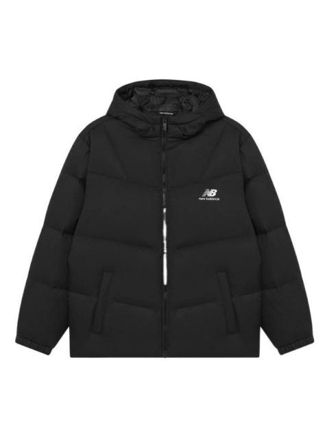 New Balance Logo Print Mid Down Jacket 'Black' AMJ23342-BK