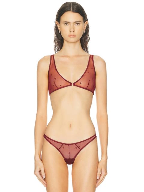 KIKI DE MONTPARNASSE Cerise Embroidery Scoop Neck Bra
