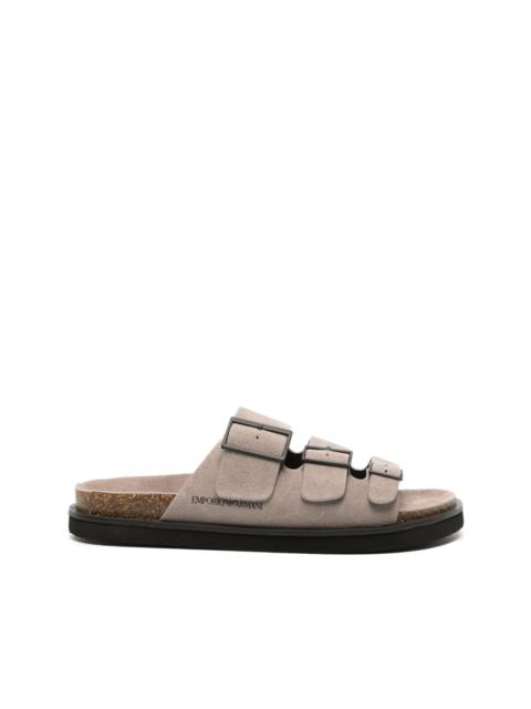 EMPORIO ARMANI debossed-logo suede sandals