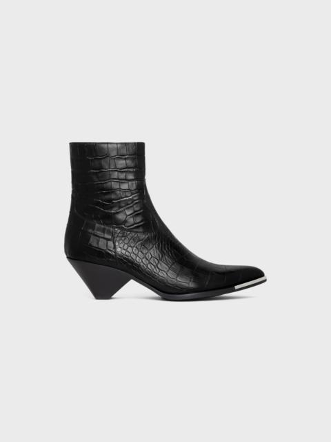 CELINE ZIPPED CONIQUE BOOT WITH METAL TOE in CROCODILE STAMPED CALFSKIN