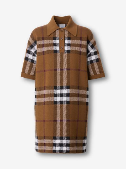 Burberry Check Wool Jacquard Polo Shirt Dress
