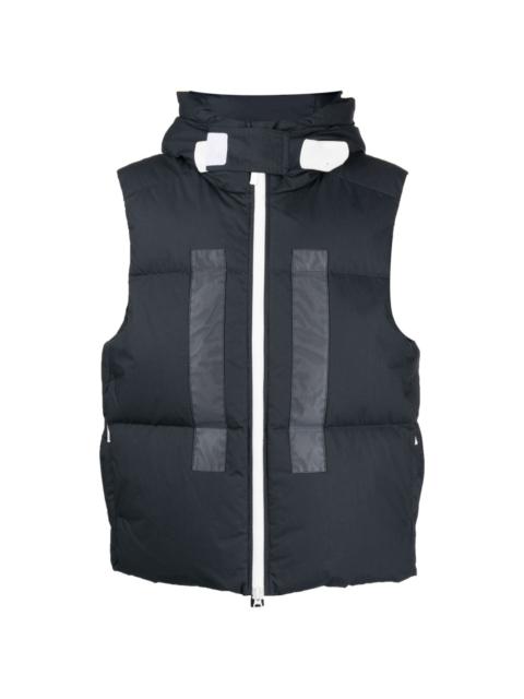 logo-print hooded quilted gilet