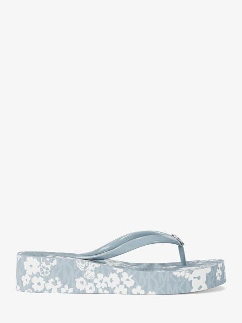 MICHAEL KORS Bedford Printed Signature Logo Flip Flop