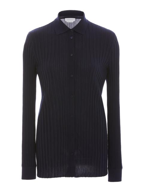 GABRIELA HEARST Cavalieri Knit Shirt in Navy Merino Wool