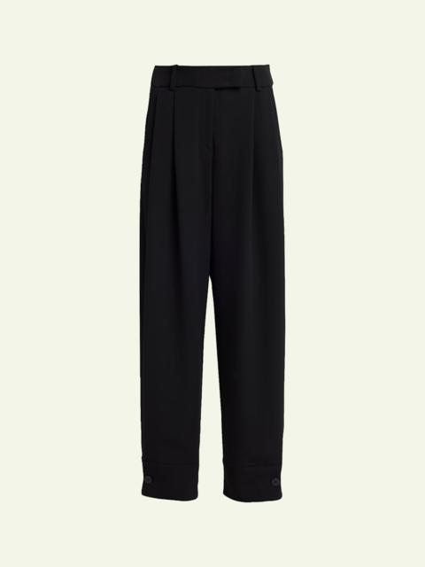 GIORGIO ARMANI Pleated Silk Wide-Leg Cuffed Trousers