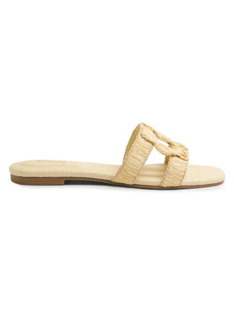 SIMKHAI Women's Monogram Raffia Flat Sandals - Natural