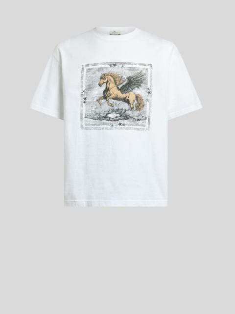 Etro COTTON JERSEY T-SHIRT WITH PLACED PEGASO PRINT