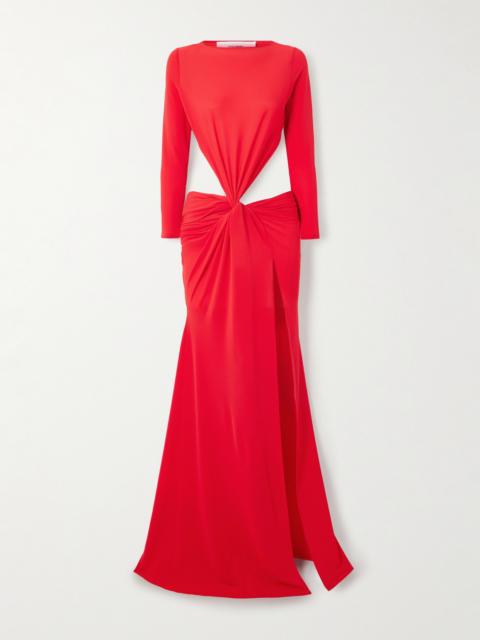 ALEX PERRY Open-back Twisted-front Recycled-crepe Gown
