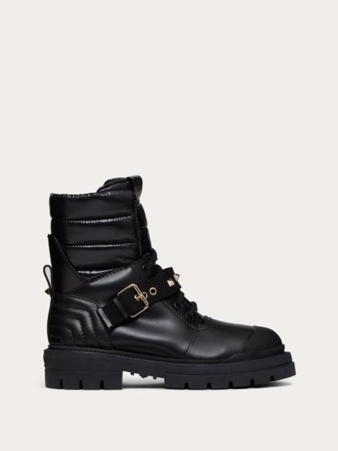 WATERPROOF CALFSKIN AND TECHNICAL NYLON ROCKSTUD COMBAT BOOT 20MM