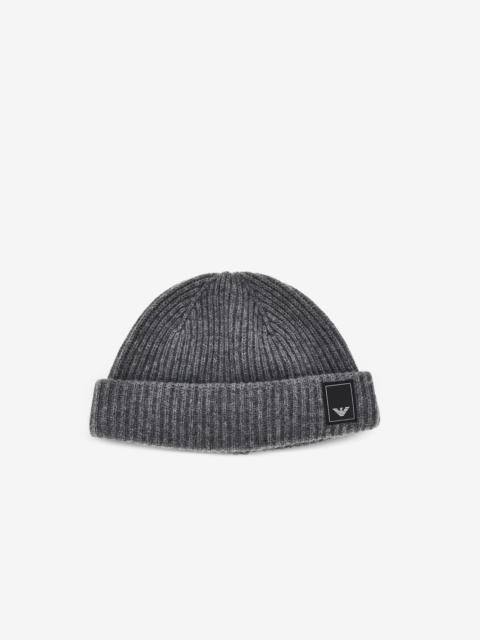 EMPORIO ARMANI ribbed-knit beanie hat