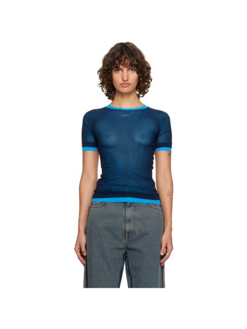 Off-White Navy & Blue Mesh Double Layer Crew T-shirt
