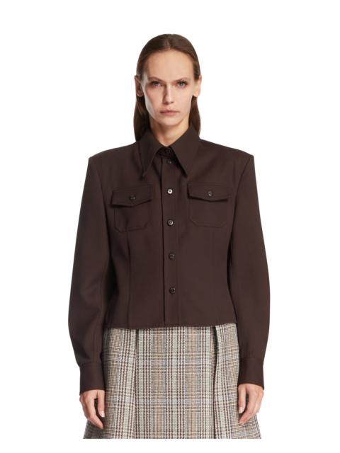 WILLY CHAVARRIA Brown Wool Blend Chavela Shirt