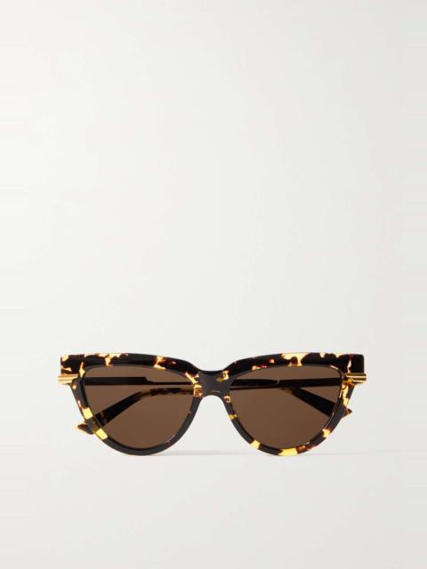 Bottega Veneta Cat-eye tortoiseshell recycled-acetate and gold-tone sunglasses