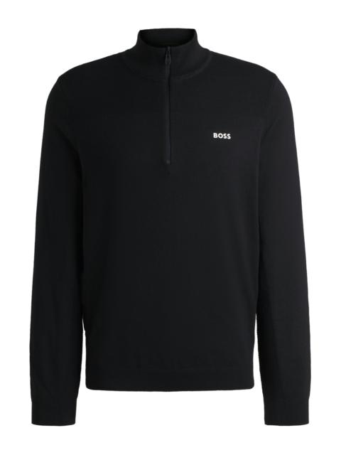 BOSS BRANDED ZIP-NECK SWEATER IN DRY-FLEX FABRIC