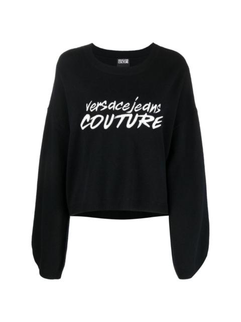 VERSACE JEANS COUTURE embroidered-logo wide-sleeve jumper
