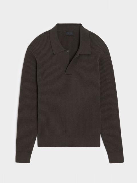 TODD SNYDER Ribbed Cotton-Cashmere Sweater Polo
