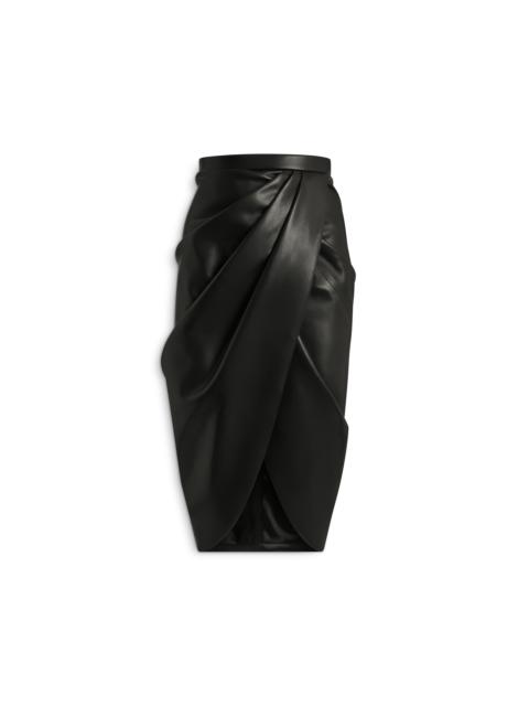 Balmain Draped lambskin midi skirt