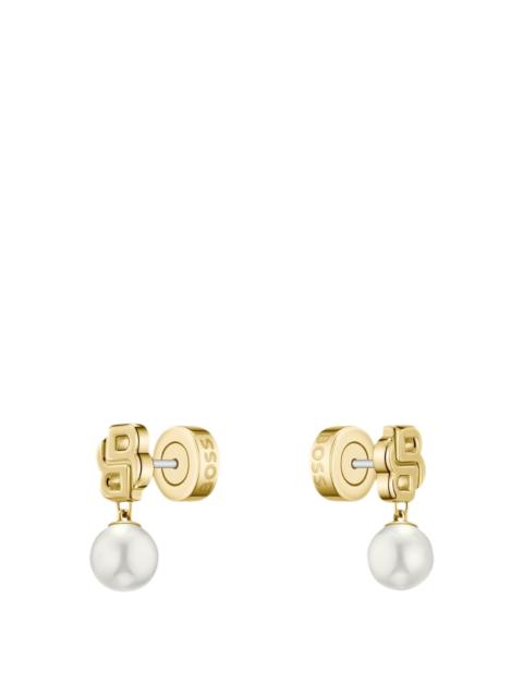 BOSS GOLD-TONE EARRINGS WITH DOUBLE B MONOGRAM