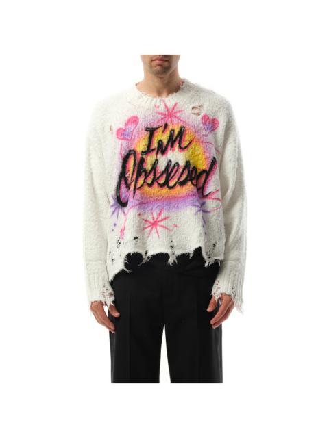 doublet Airbrush Recycled Cotton Sweater in Ivory