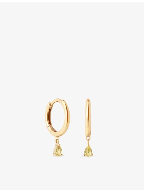 ASTRID & MIYU Pear 14ct Yellow-Gold and Lab-Grown Yellow-Sapphire Drop Huggies