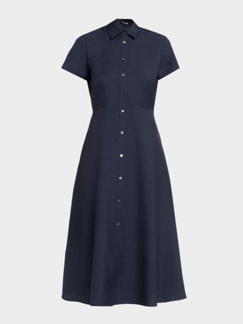 Theory Short-Sleeve Buttoned Midi Dress