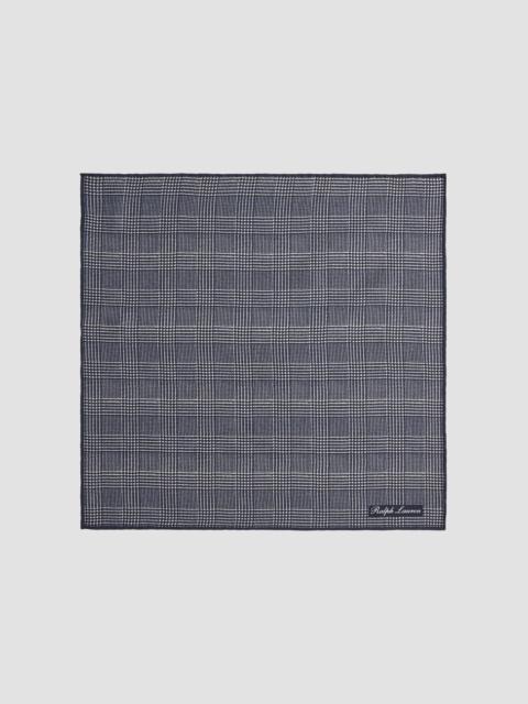 Ralph Lauren Men's Plaid Cashmere-Silk Pocket Square - Navy Cream