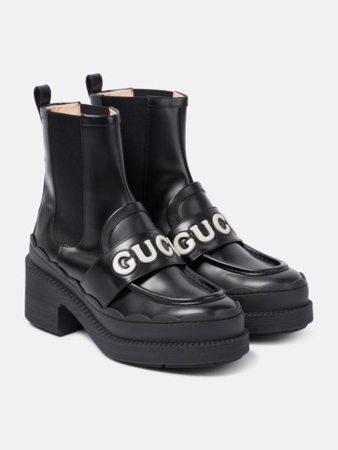 GUCCI Logo leather ankle boots