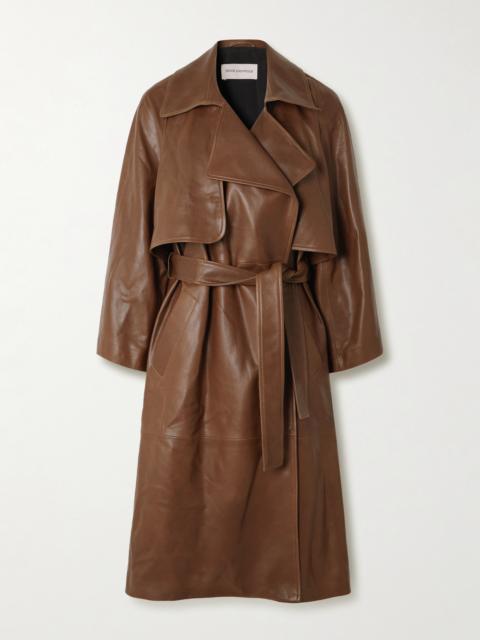 NOUR HAMMOUR Cisely Belted Leather Trench Coat