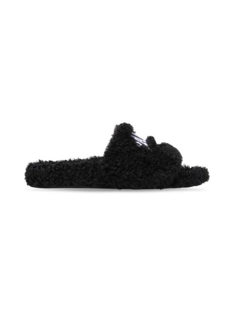 Men's Cities Paris Furry Slide Sandal in Black