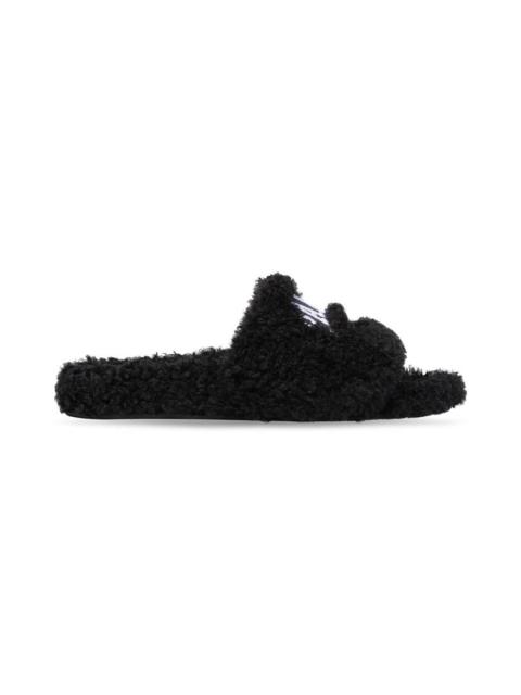 BALENCIAGA 남자 도시 파리 Furry Slide Sandal 에 검정