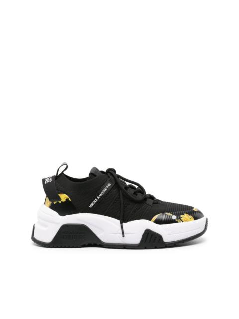 VERSACE JEANS COUTURE baroque-print leather sneakers