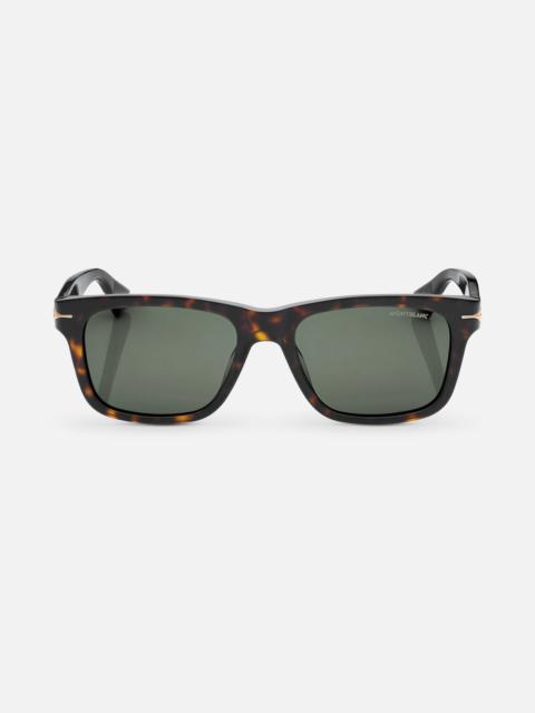 Montblanc Rectangular Sunglasses with Havana Colored Acetate Frame