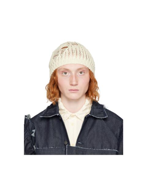 AIREI Off-White Embroidered Beanie