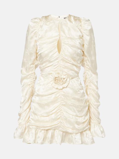 ROTATE Bridal ruched silk satin minidress