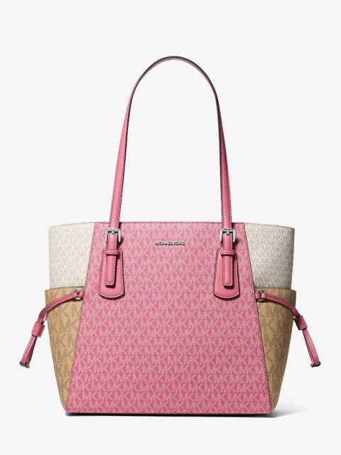 MICHAEL KORS Voyager Large Color-Block Signature Logo Tote Bag