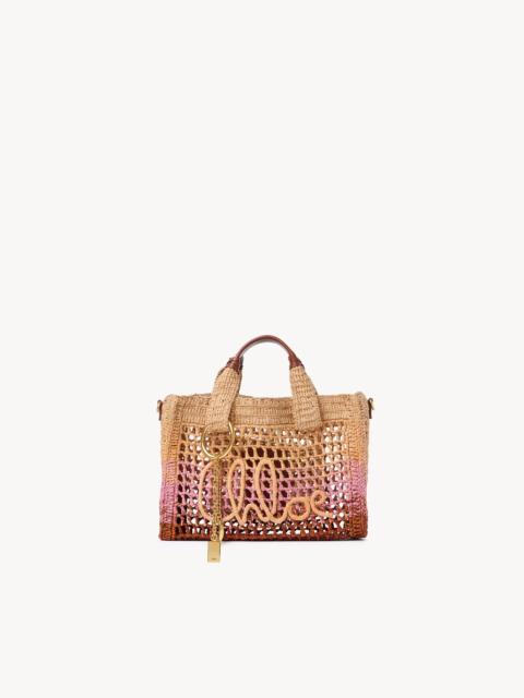 Chloé SMALL SUMMER BANANA EAST-WEST TOTE BAG WITH STRAP IN RAFFIA