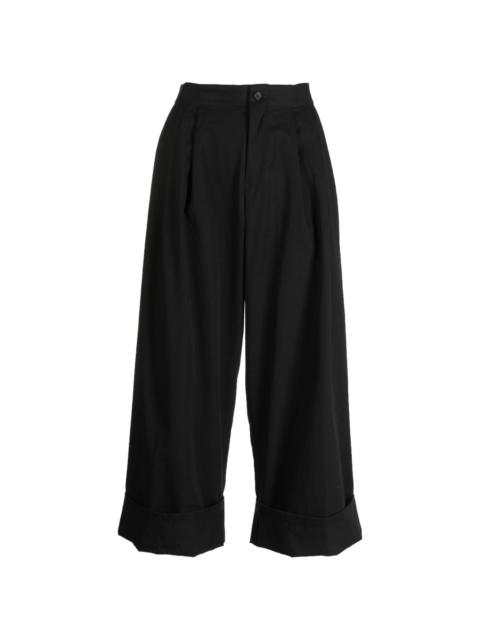 Yohji Yamamoto pleat-detail cropped trousers