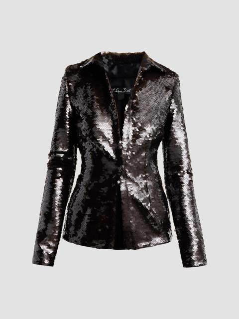 LaQuan Smith Women's Sequin Button-Up Blouse - Chocolate