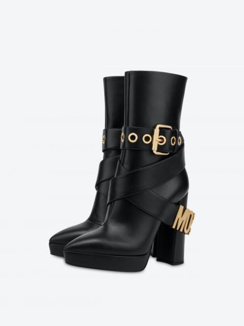 Moschino MOSCHINO BELT CALFSKIN ANKLE BOOTS