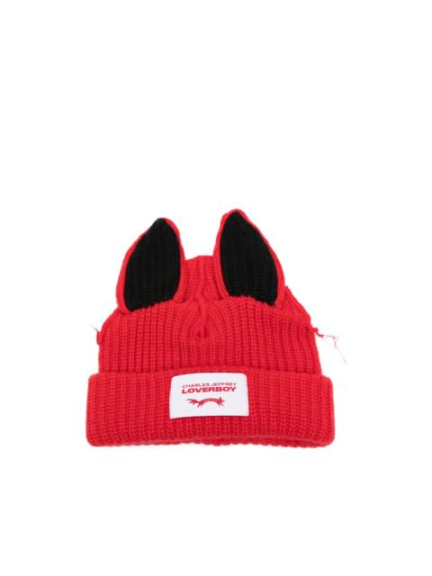 CHARLES JEFFREY LOVERBOY Artisanal Supersized Fox beanie hat
