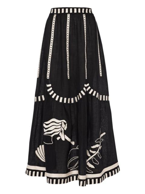 ERES Starfish illustrated tiered maxi skirt