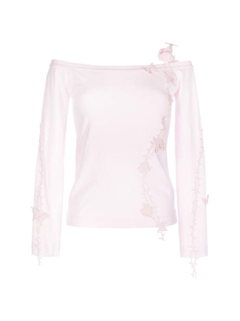 floral-appliquÃ© knitted top