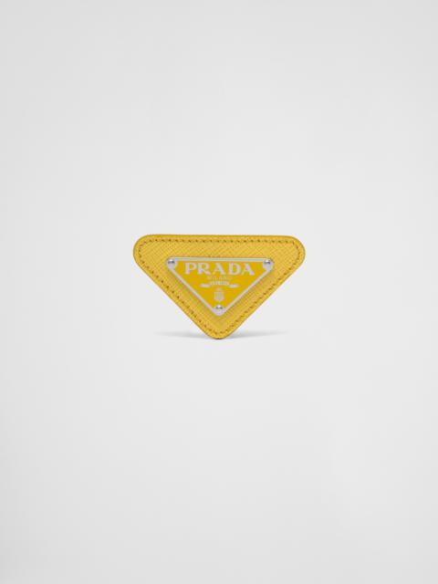 Prada Enameled triangle pin with Saffiano trim