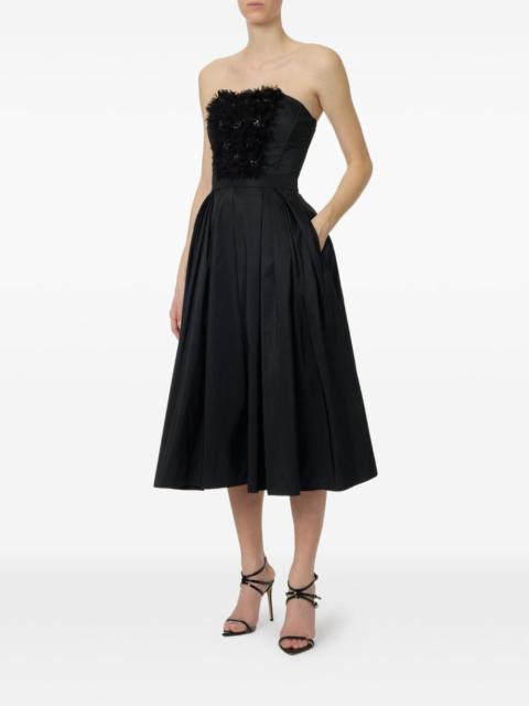 ELISABETTA FRANCHI embroidered floral-appliqué midi dress